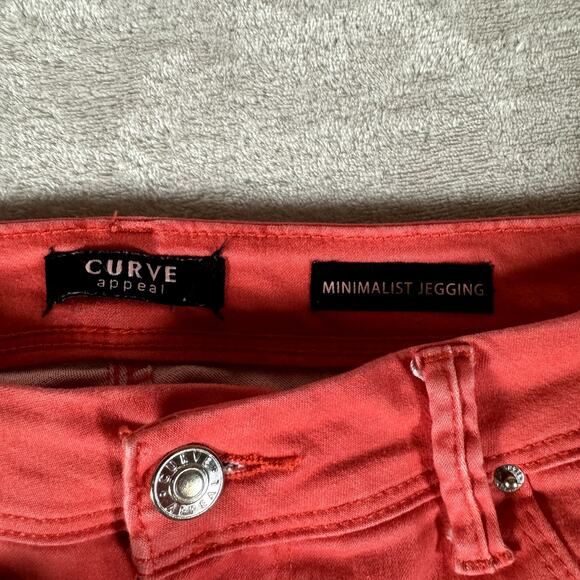 Curve Appeal Pants Women 10 Red Minimalist Jegging Chino Denim Flat Front Skinny - Picture 3 of 10